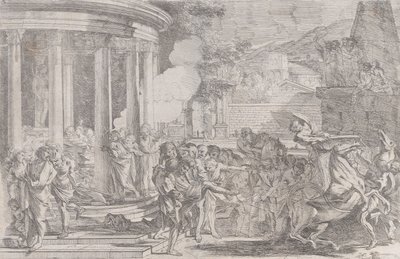 Sinorix carried from the temple of Artemis trying to escape the effects of the poison, ca. 1640 by Pietro Testa
