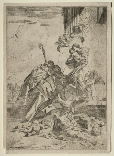 Three Lucchese Saints Interceding with the Virgin for the Victims of the Plague, ca. 1630-31 by Pietro Testa