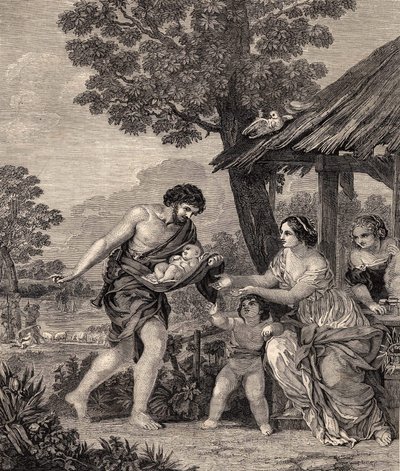 Romulus and Remus (engraving after the painting by Pietro da Cortona, 1860) by Pietro da Cortona