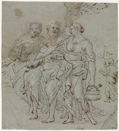 Lot and His Daughters (recto) Sketch for Lot and His Daughters (verso) by Pietro da Cortona
