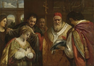 Saint Domitilla receiving the veil from Pope Clement I by Pietro da Cortona