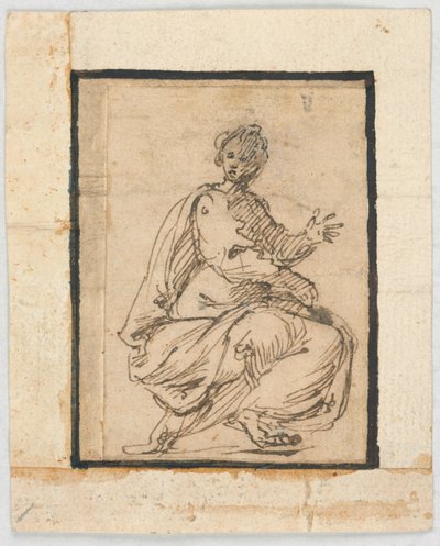 Sketchbook page: Allegorical Figure by Pietro da Cortona