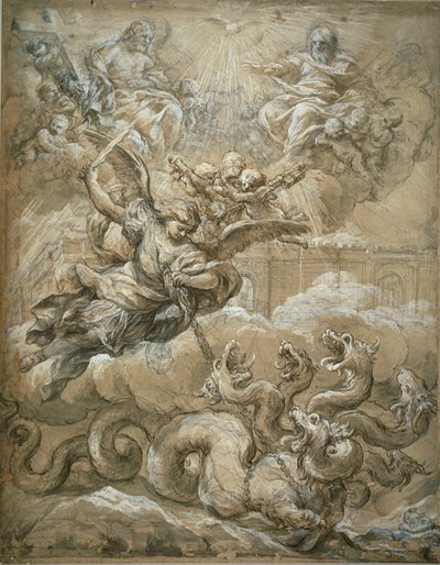 The Holy Trinity with Saint Michael Conquering the Dragon by Pietro da Cortona