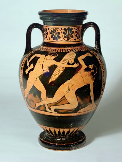 Red-Figure Neck-Amphora Depicting Theseus About to Kill Procrustes by Pig Painter