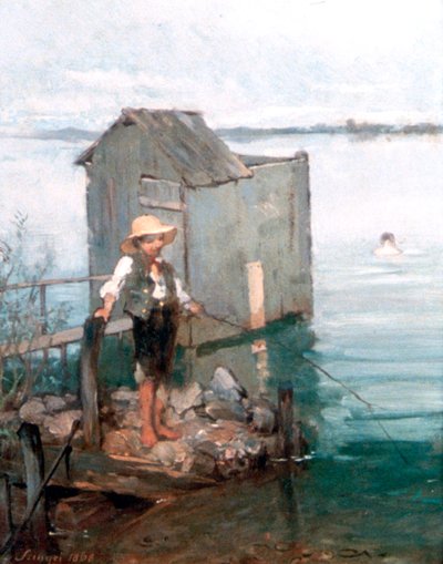 Bathing Hut with Boy by Pál Szinyei Merse
