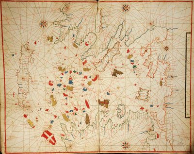 Aegean Sea, from Portolan Atlas Consisting of Six Charts by Placido Caloiro e Oliva