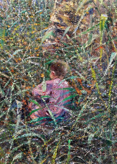 Child in meadow, (detail) by Plinio Nomellini