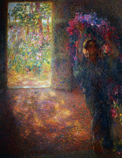 Flower house, ca 1910, by Plinio Nomellini, oil on canvas, Italy, 20th century by Plinio Nomellini