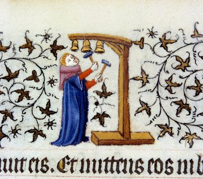 A bells-ringing monk by Pol de Limbourg