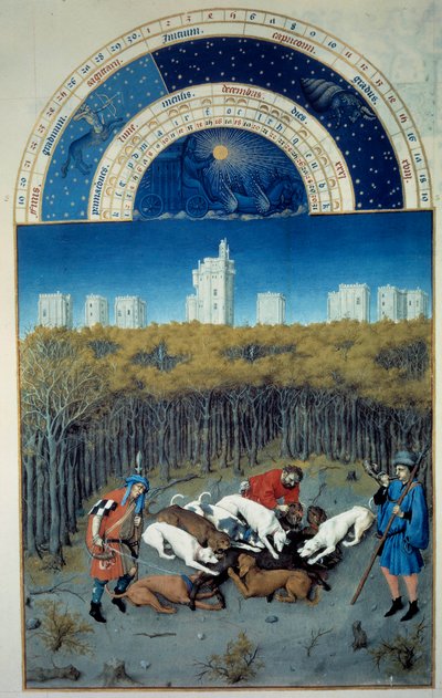 December: Hunting Scene by Pol de Limbourg