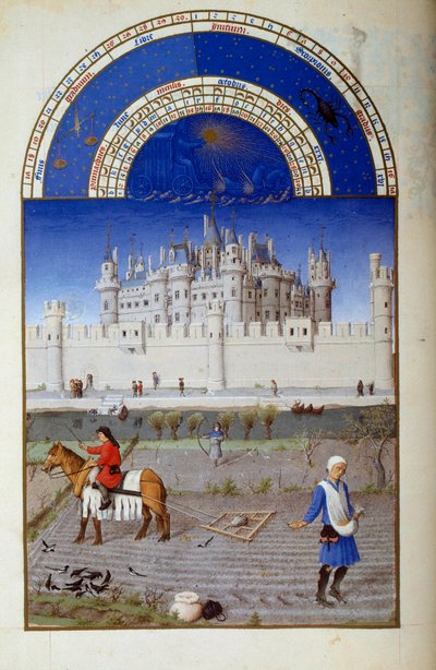 October: Sowing by Pol de Limbourg
