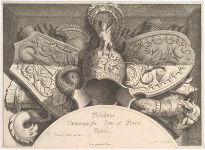 Divers Trophées Weapon Trophies after the Façade of Palazzo Milesi in Rome, 1651 by Polidoro da Caravaggio