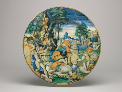 Maiolica Dish, Apollo Slaying the Sons of Niobe, 1548 by Polidoro da Caravaggio