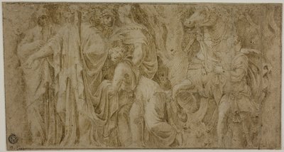 Story of Niobe: Niobe Receiving Gifts from Worshippers; Youth with Horse by Polidoro da Caravaggio