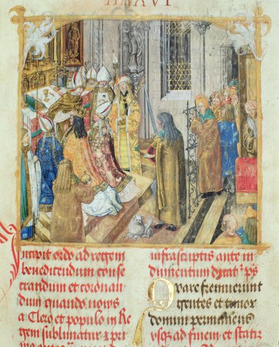 Coronation of the King of Poland from the Pontifical of Bishop Erasmus Ciolek, c.1510 by Polish School