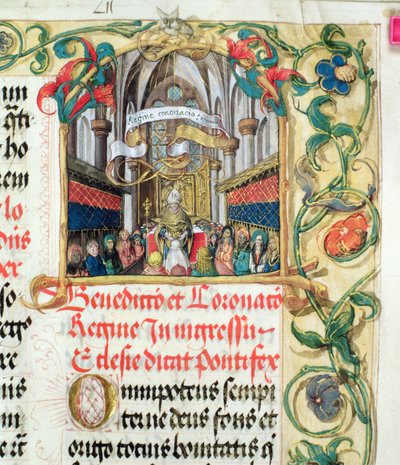 Coronation of the Queen of Poland from the Pontifical of Bishop Erasmus Ciolek, c.1510 by Polish School