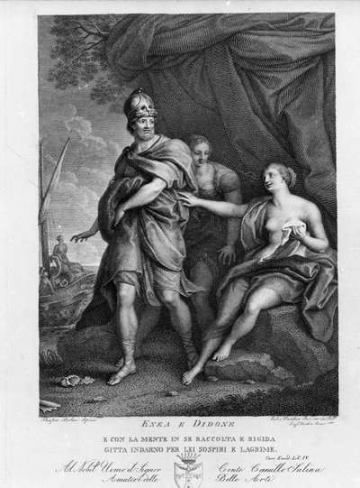 Aeneid by Virgil (70 BC-19 BC), Book IV, the Trojan Hero Aeneas Abandons Dido who Desperately Commits Suicide. Engraving after a Painting by Pompeo Batoni (1708-1787) by Pompeo Girolamo (after) Batoni