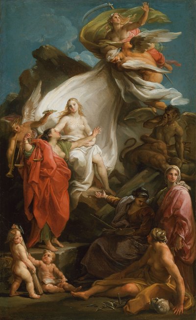 Time Unveiling Truth by Pompeo Girolamo Batoni