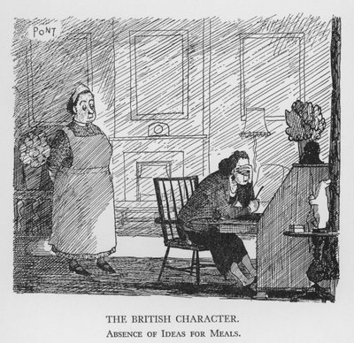 The British Character, Absence of Ideas for Meals (litho) by Pont
