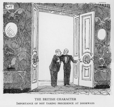 The British Character, Importance of not taking precedence at doorways by Pont