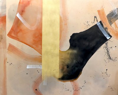 Golden Abstract Forms by Poonam Choudhary