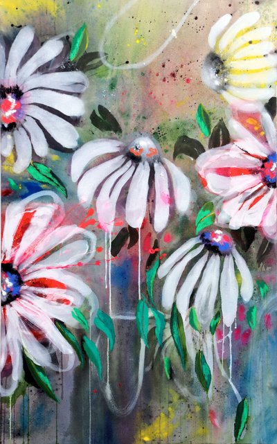 Vibrant Abstract Flowers by Poonam Choudhary