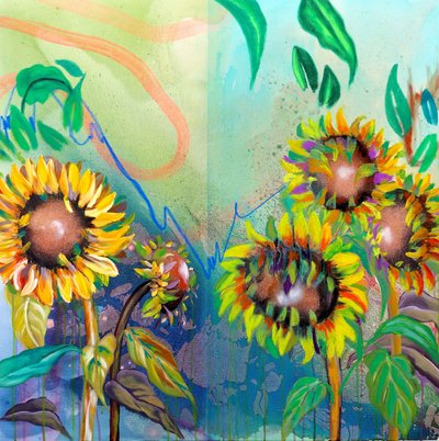 Vibrant Sunflower Garden by Poonam Choudhary