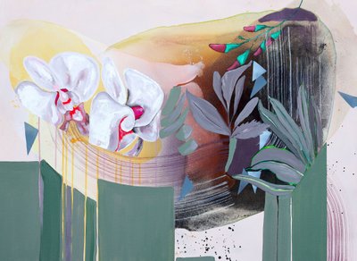 White Orchid Abstract by Poonam Choudhary