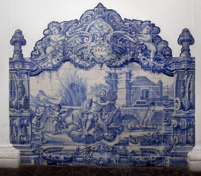 Allegory of Fire - Azulejos, Painted Faience by Portuguese School