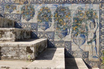 Azulejos tiles in the palace gardens by Portuguese School