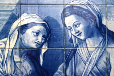 Detail of Mary meeting the Innkeeper
