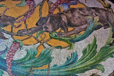 Floor Depicting a Hunting Dog by Portuguese School