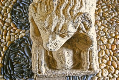 Lion Eating a Man, Base of Sarcophagus of D. Afonso Pires, Former Bishop of Porto, Lamego, Portugal c.1372 by Portuguese School