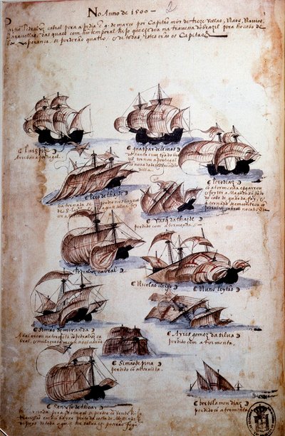 Memories of the armadas of Portugal under King Manuel I (1469-1521) representing the Portuguese fleets of the year 1497 by Portuguese School