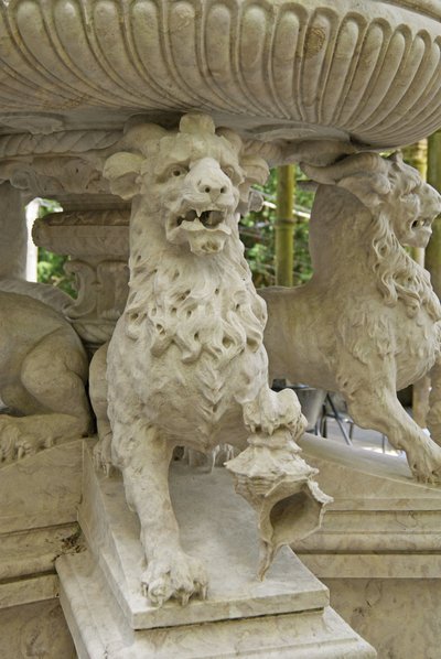 Mythical Horned Lion Atlantes at the Base of a Fountain, Quinta da Regalia, Sintra, Portugal c.1915 by Portuguese School