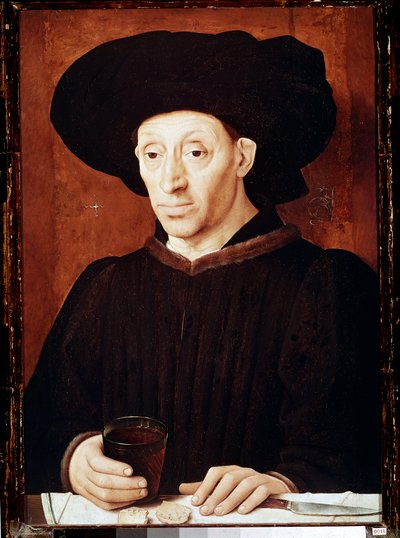 Portrait of the man with the glass of wine by Portuguese School