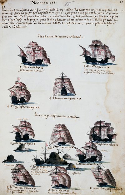 Ships from maritime expeditions to discover Malacca by Portuguese School