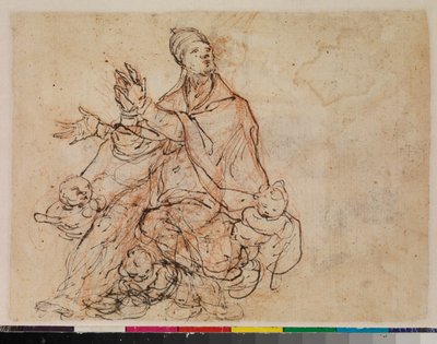 Study for the Apotheosis of a Bishop Saint, verso, 1675-99 by Portuguese School