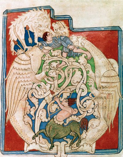 Wrapping O with representation of a hunting centaur. Miniature taken from 