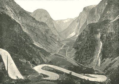 The Zig-Zag road and Waterfalls, Stalheim, Norway, 1895 by Poulton and Co