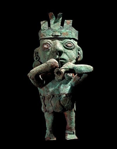 Pre-Columbian art, Vicus culture: bronze statuette representing a musician by Pre Columbian Pre Columbian