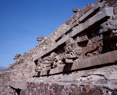 Precolombian civilization: view of the site of Teotihuacan: the Temple of Quetzalcoatl by Pre Columbian Pre Columbian