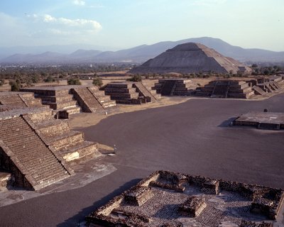 View of the site of Teotihuacan (300 BC-600 AD): the temple (or pyramid) of the sun. Mexico by Pre Columbian Pre Columbian