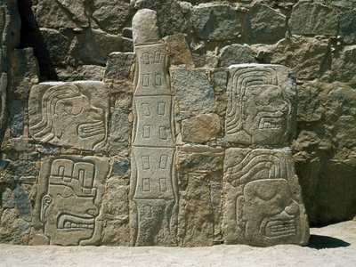 Wall with Reliefs of Warriors by Pre Columbian Pre Columbian