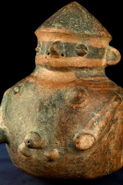 Ceramic with Anthropomorphic Decoration and Side Handle by Precolombian Precolombian