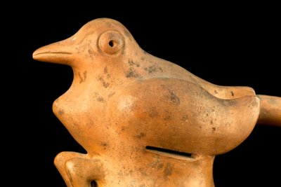 Ceramic with Bridge Handle and Bird Design / Pre-Columbian Art by Precolombian Precolombian
