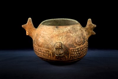 Globular Ceramic with Zoomorphic Decoration by Precolombian Precolombian