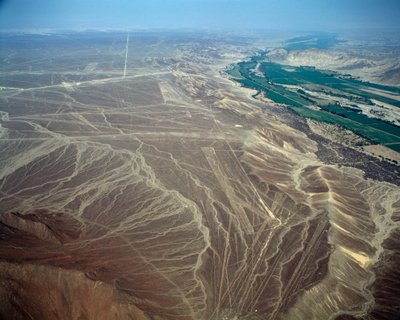 Aerial View of Nazca Lines Representing a Bird Figure by Prehistoric Prehistoric