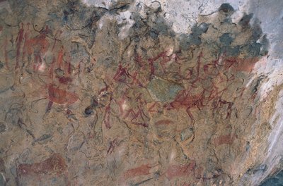 Human and Animal Figures (Cave Painting) by Prehistoric Prehistoric