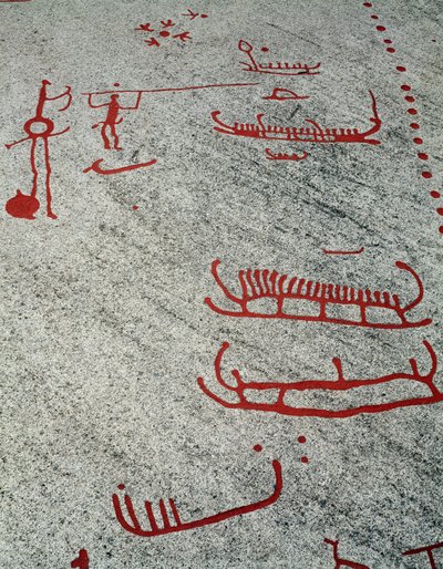 Nordic bronze age: boats and sledges, rock carvings in Tanum, Sweden by Prehistoric Prehistoric
